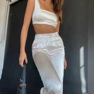 Princess Polly Huxley Satin Set – Champagne — Size 0